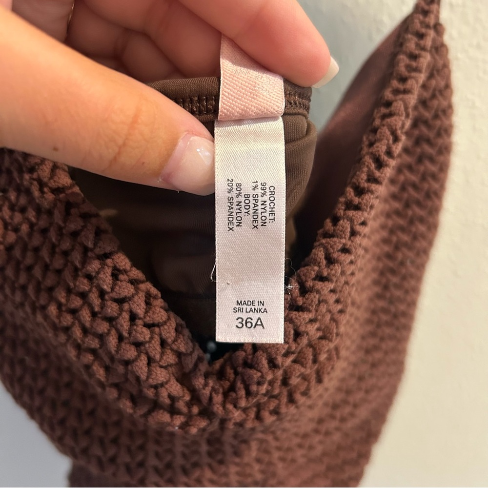 Victoria’s secret brown crochet knit tankini top 36A - Picture 7 of 8